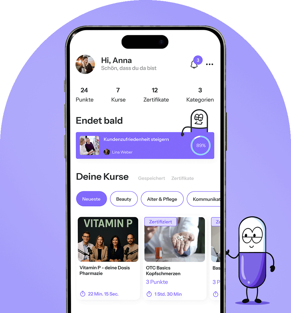 Smartphone mit geöffneter uP Apothekenapp auf dem Display